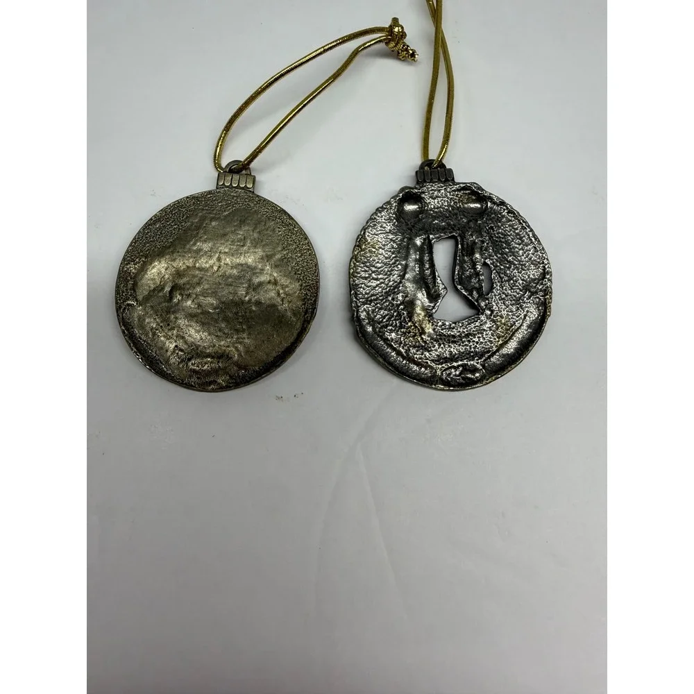 Vintage Taste of Home Ornaments 1997 1998 Seasons Greetings Pewter Style Set 2
